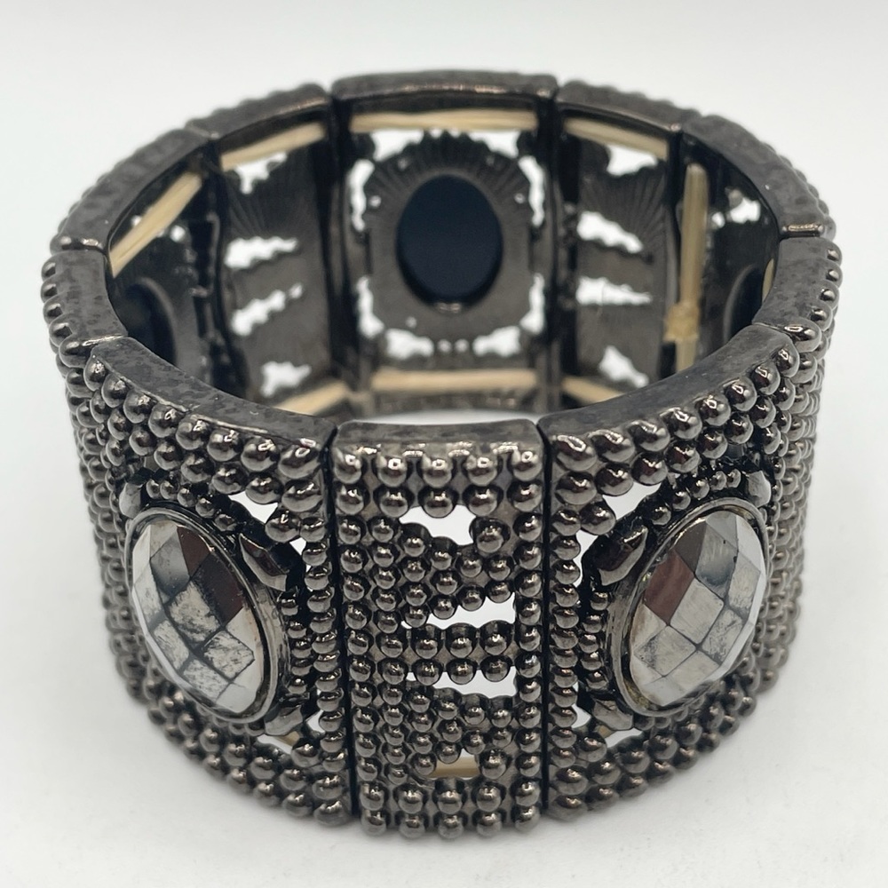 Vintage Black Stone Hematite Stretch Bracelet